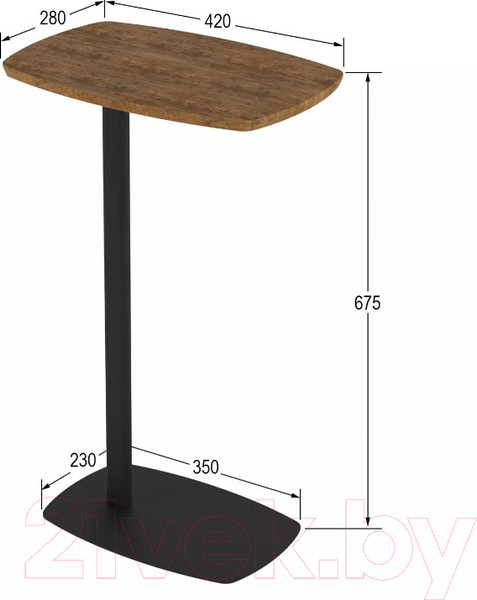 Изображение товара Приставной столик Калифорния мебель Дей (дуб американский)