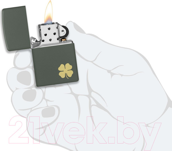 Изображение товара Зажигалка Zippo Four Leaf Clover / 49796 (зеленый)