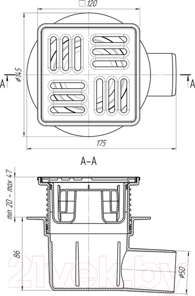 Изображение товара Трап для душа Ани Пласт TQ5614M