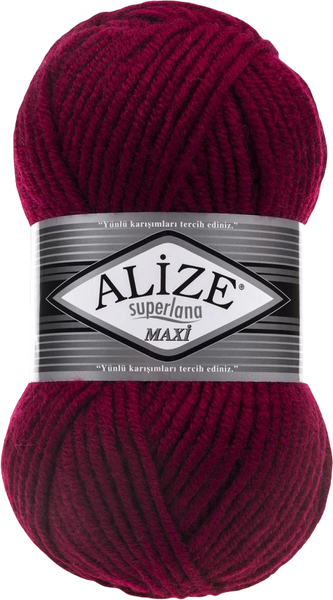 Изображение товара Пряжа для вязания Alize Superlana Maxi 75% акрил, 25% шерсть 390 / 2930830 (100м, темно-красный)