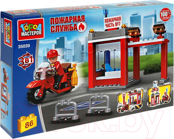 Изображение товара Конструктор Город мастеров Пожарная станция с мотоциклистом / 35039-CG