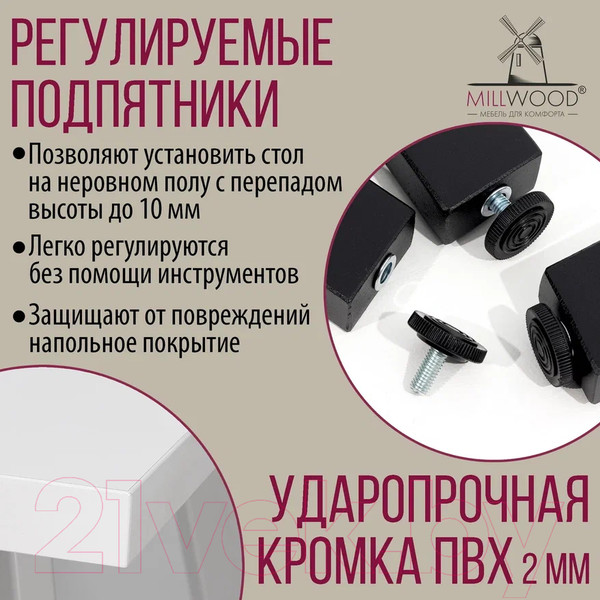 Изображение товара Письменный стол Millwood Лофт Сиэтл ДТ-5 130x70x75 (белый/черный)
