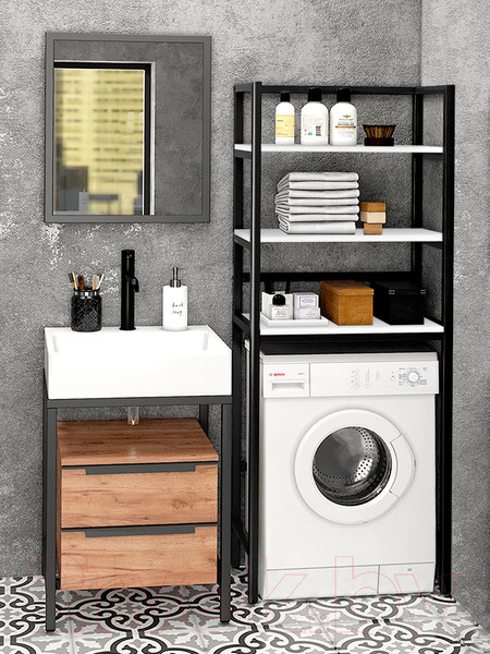 Изображение товара Стеллаж Millwood Венеция 2 35x60x181.8 (белый/металл черный)