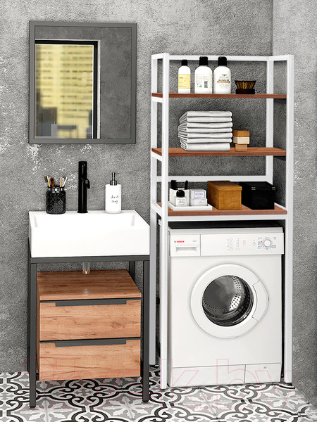 Изображение товара Стеллаж Millwood Венеция 2 35x60x181.8 (дуб табачный Craft/металл белый)