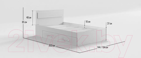 Изображение товара Односпальная кровать Mio Tesoro Абрау с ящиками 90x200 (белый)