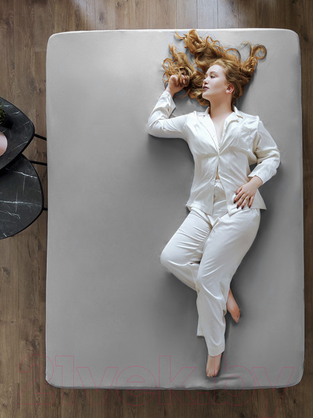 Изображение товара Простыня Luxsonia Сатин на резинке 140x200 / Мр0012 (серый)