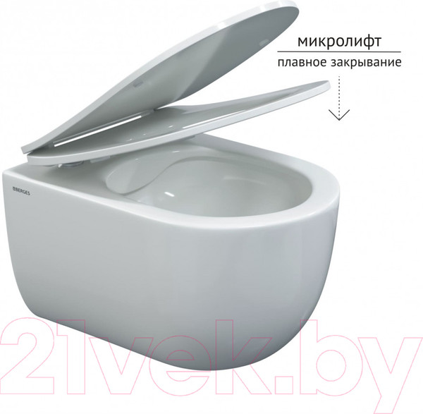 Изображение товара Унитаз подвесной с инсталляцией Berges Ventas Rimless / 043240 (с сиденьем и кнопкой смыва)