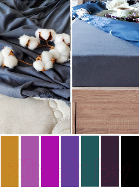 Изображение товара Простыня Luxsonia Трикотаж на резинке 180x200 / Мр0010-25 (графит)