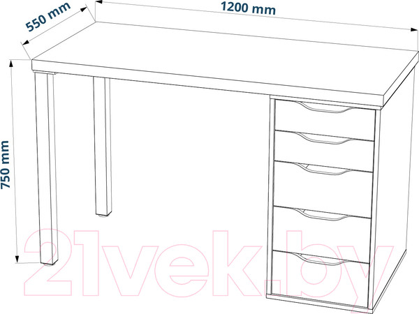 Изображение товара Письменный стол Mio Tesoro Ингар 1/5T (белый)
