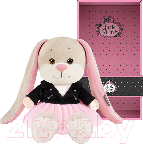 Изображение товара Мягкая игрушка Jack&Lin Зайка Лин в черной куртке и розовой юбке / JL-02202302-20