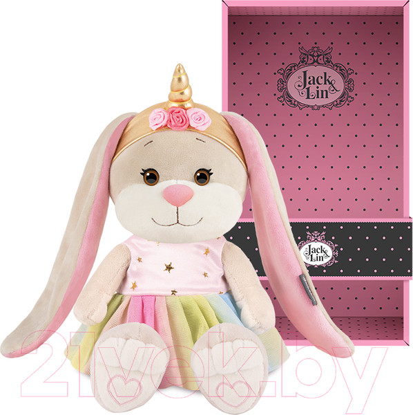 Изображение товара Мягкая игрушка Jack&Lin Зайка Лин единорожка в радужной юбке / JL-02202303-20