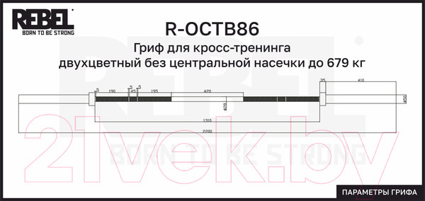 Изображение товара Гриф для штанги REBEL R-OCTB86
