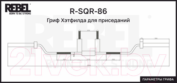 Изображение товара Гриф для штанги REBEL R-SQR-86