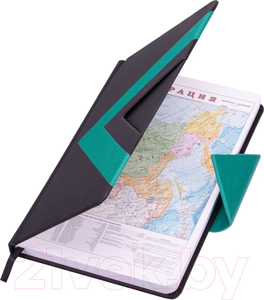 Изображение товара Ежедневник Brauberg Waves / 114454 (160л, черный/бирюзовый)