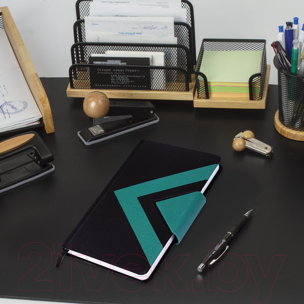 Изображение товара Ежедневник Brauberg Waves / 114454 (160л, черный/бирюзовый)