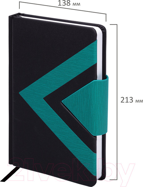 Изображение товара Ежедневник Brauberg Waves / 114454 (160л, черный/бирюзовый)