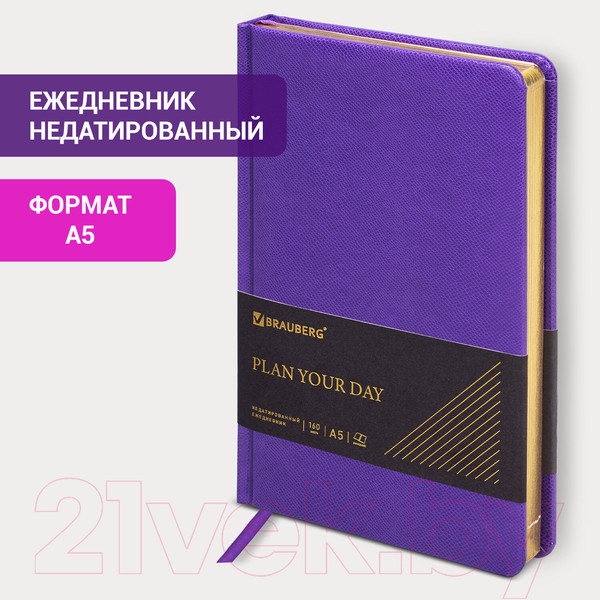 Изображение товара Ежедневник Brauberg Iguana / 114455 (160л, сиреневый)