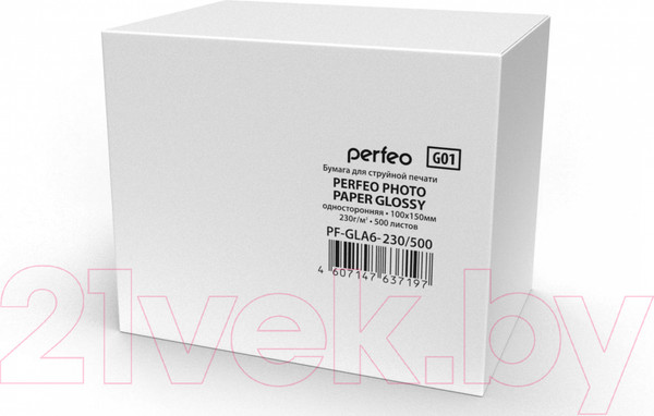 Изображение товара Фотобумага Perfeo G01 10x15 / PF-GLA6-230/500 (500л, глянцевая)