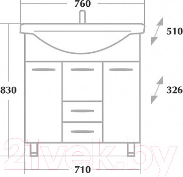 Изображение товара Тумба под умывальник Onika Моника 75.17 (107502)
