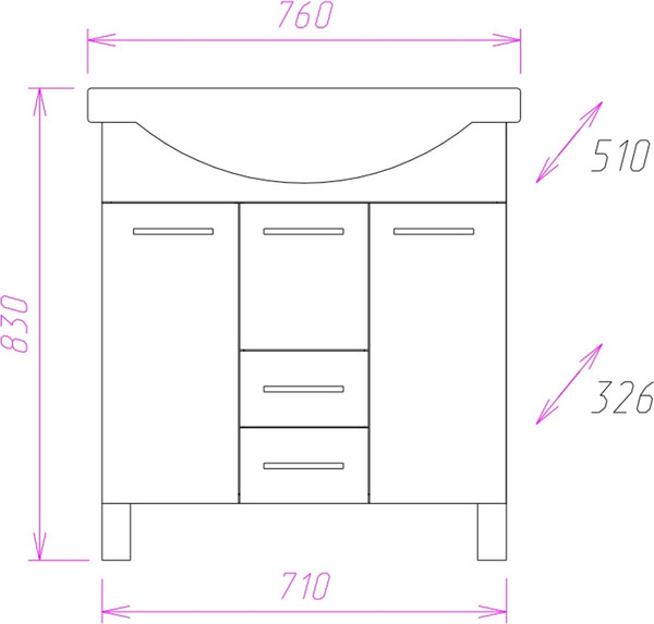 Изображение товара Тумба под умывальник Onika Моника 75.17 (107502)
