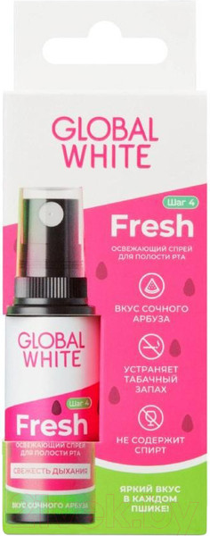 Изображение товара Спрей для полости рта Global White Fresh Со вкусом арбуза (15мл)