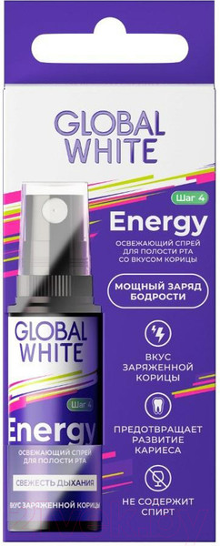 Изображение товара Спрей для полости рта Global White Energy Со вкусом корицы (15мл)