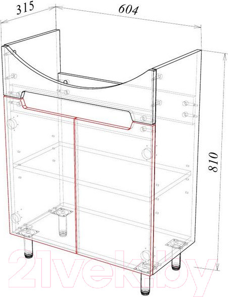 Изображение товара Тумба под умывальник Garda Marko-112 65 / Т_ум_2дв_650_Marko