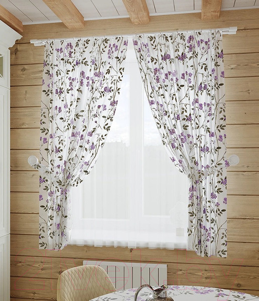 Изображение товара Комплект штор LEGRAND Шиповник габардин 150x180 / 58121435 (2шт, сирень)
