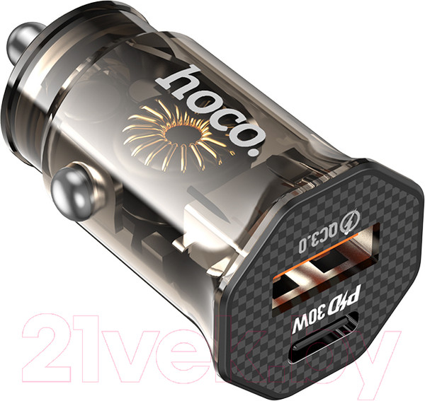 Изображение товара Адаптер питания автомобильный Hoco DZ16 (прозрачный/черный)