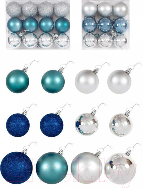 Изображение товара Набор шаров новогодних Magic Time Ассорти синее / 81052 (33шт)