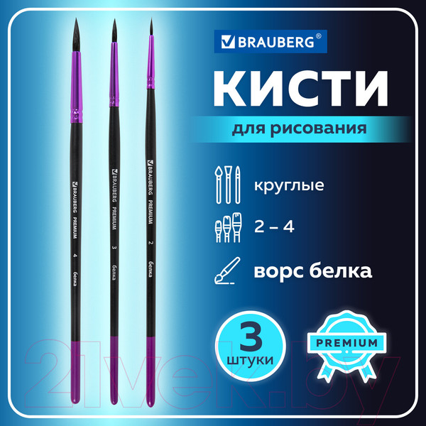 Изображение товара Набор кистей Brauberg Premium / 201020 (3шт)