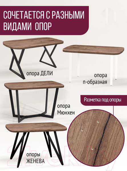Изображение товара Столешница для стола Millwood Закругленная 115x70x3.6 / 49991_t_5 (дуб табачный Craft)
