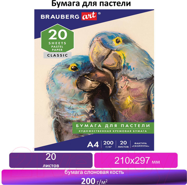 Изображение товара Набор бумаги для рисования Brauberg Art / 126306 (20л)