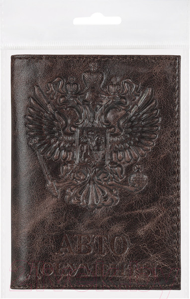 Изображение товара Обложка для автодокументов Brauberg 3D герб / 238195 (темно-коричневый)