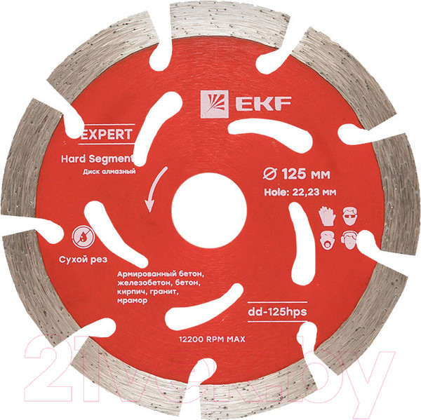 Изображение товара Отрезной диск алмазный EKF Hard Segment Expert dd-125hps