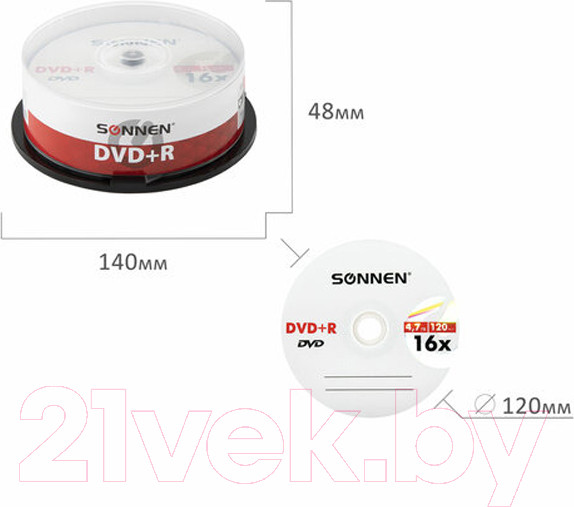 Изображение товара Набор дисков DVD-R Sonnen 4.7GB 16x (25шт)