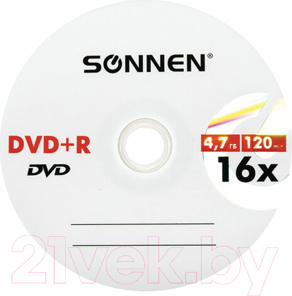 Изображение товара Набор дисков DVD-R Sonnen 4.7GB 16x (25шт)