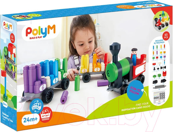 Изображение товара Конструктор PolyM Радужный поезд / 760022_HP (63эл)