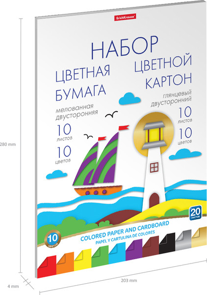 Изображение товара Набор цветной бумаги и картона Erich Krause 58504