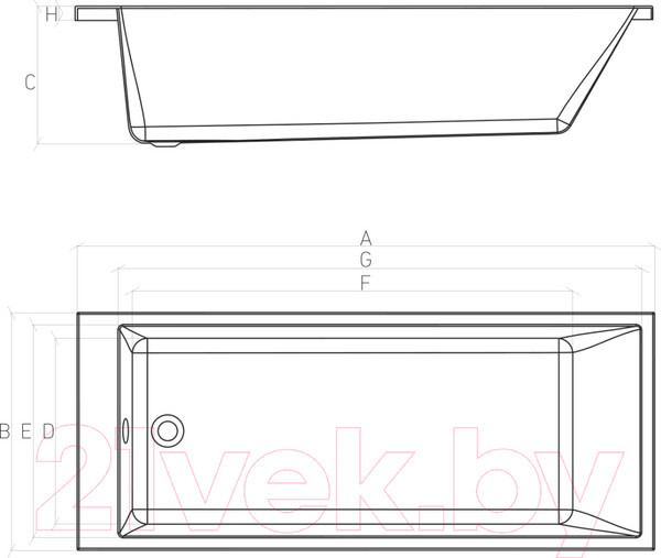 Изображение товара Ванна акриловая Bonito Home Grande 170x70 / BH-GR-205-170/St (с ножками)