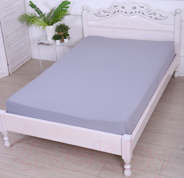 Изображение товара Простыня Luxsonia Трикотаж на резинке 180x200 / 1361 (клетка серый)