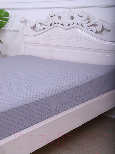 Изображение товара Простыня Luxsonia Трикотаж на резинке 180x200 / 1361 (клетка серый)