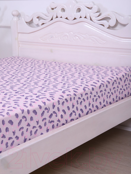 Изображение товара Простыня Luxsonia Трикотаж на резинке 200x200 / 3366 (перышки розовый)