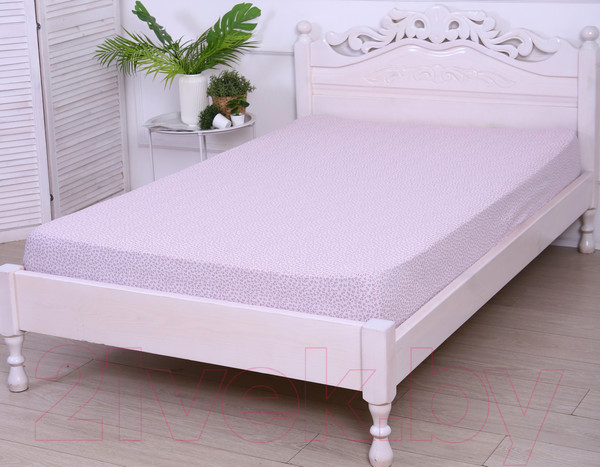 Изображение товара Простыня Luxsonia Трикотаж на резинке 200x200 / 2418 (цветочный розовый)