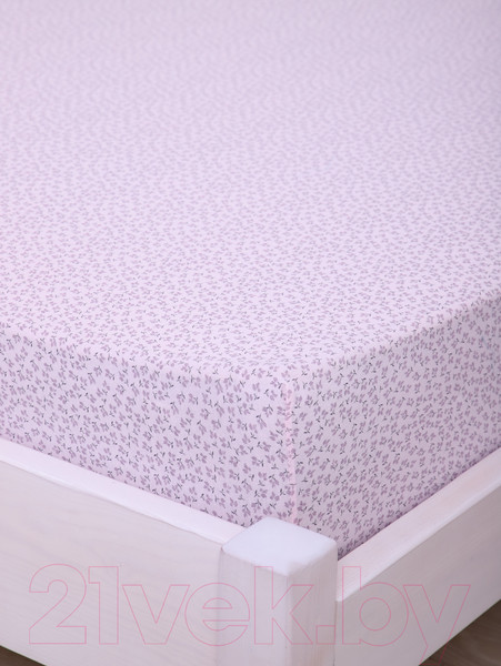 Изображение товара Простыня Luxsonia Трикотаж на резинке 200x200 / 2418 (цветочный розовый)