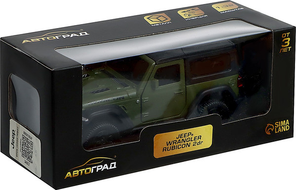 Изображение товара Масштабная модель автомобиля Автоград Jeep Wrangler / 9471866 (матовый зеленый)