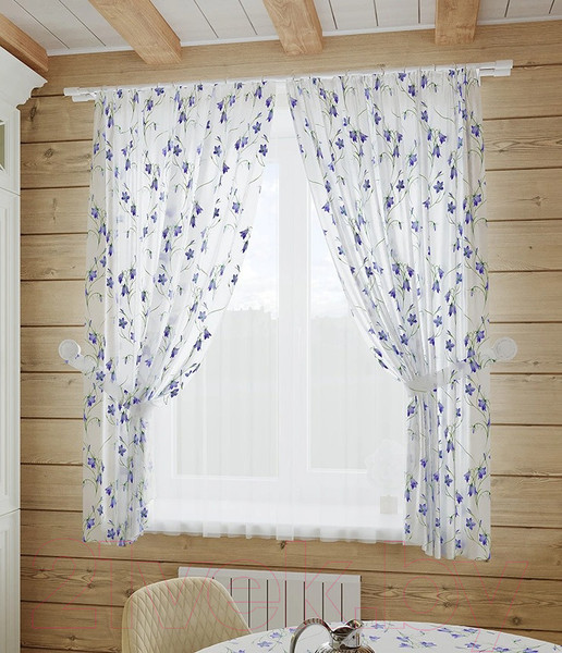 Изображение товара Комплект штор LEGRAND Колокольчик габардин 150x180 / 58121434 (2шт, с подхватами, голубой)