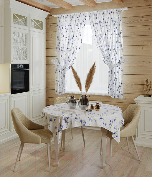 Изображение товара Комплект штор LEGRAND Колокольчик габардин 150x180 / 58121434 (2шт, с подхватами, голубой)