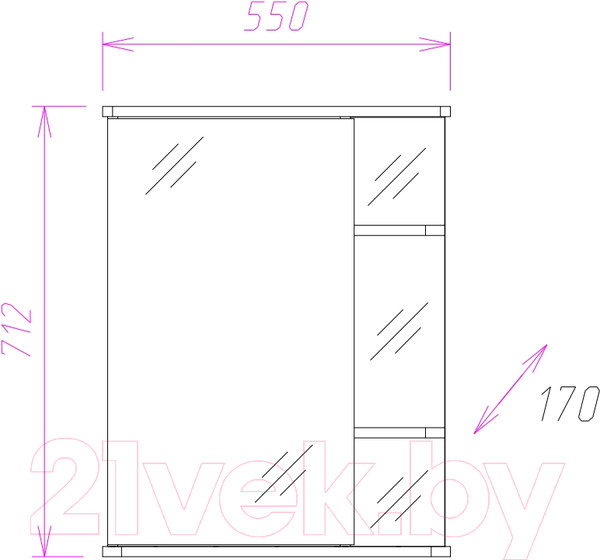Изображение товара Шкаф с зеркалом для ванной Onika Карина 55.00 (205530)