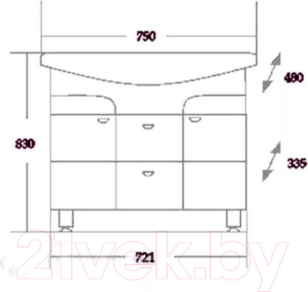 Изображение товара Тумба под умывальник Onika Стиль 75.13 (107512)
